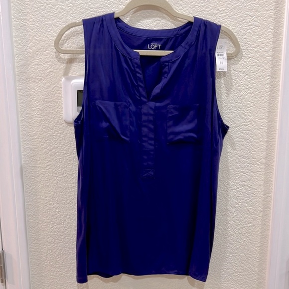 Chemisier LOFT By Ann Taylor Mauve - Taille S, Manches Longues, Col Découpé (occasion)